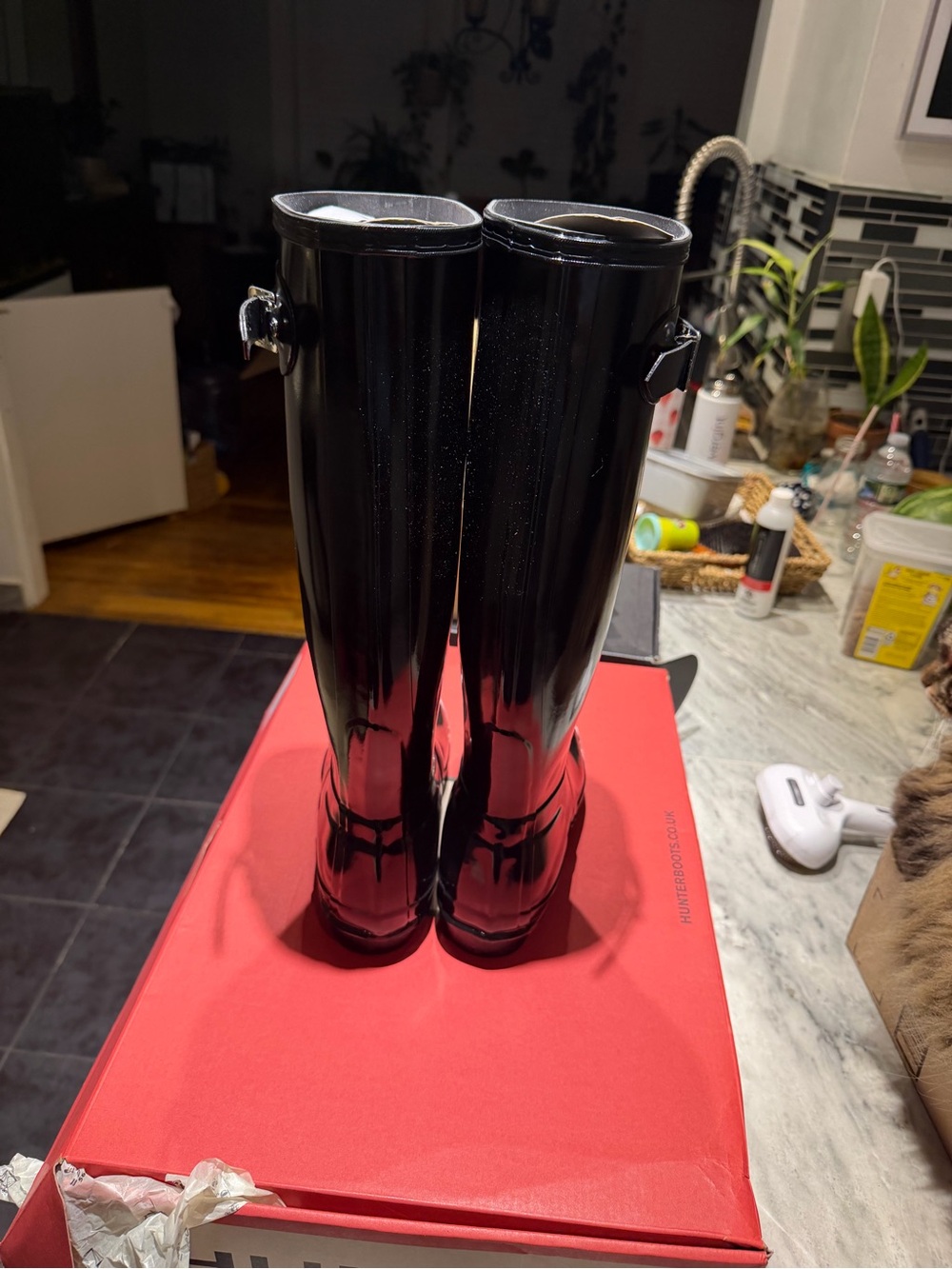 Hunter Black Gloss Tall Boots - Picture 5 of 12